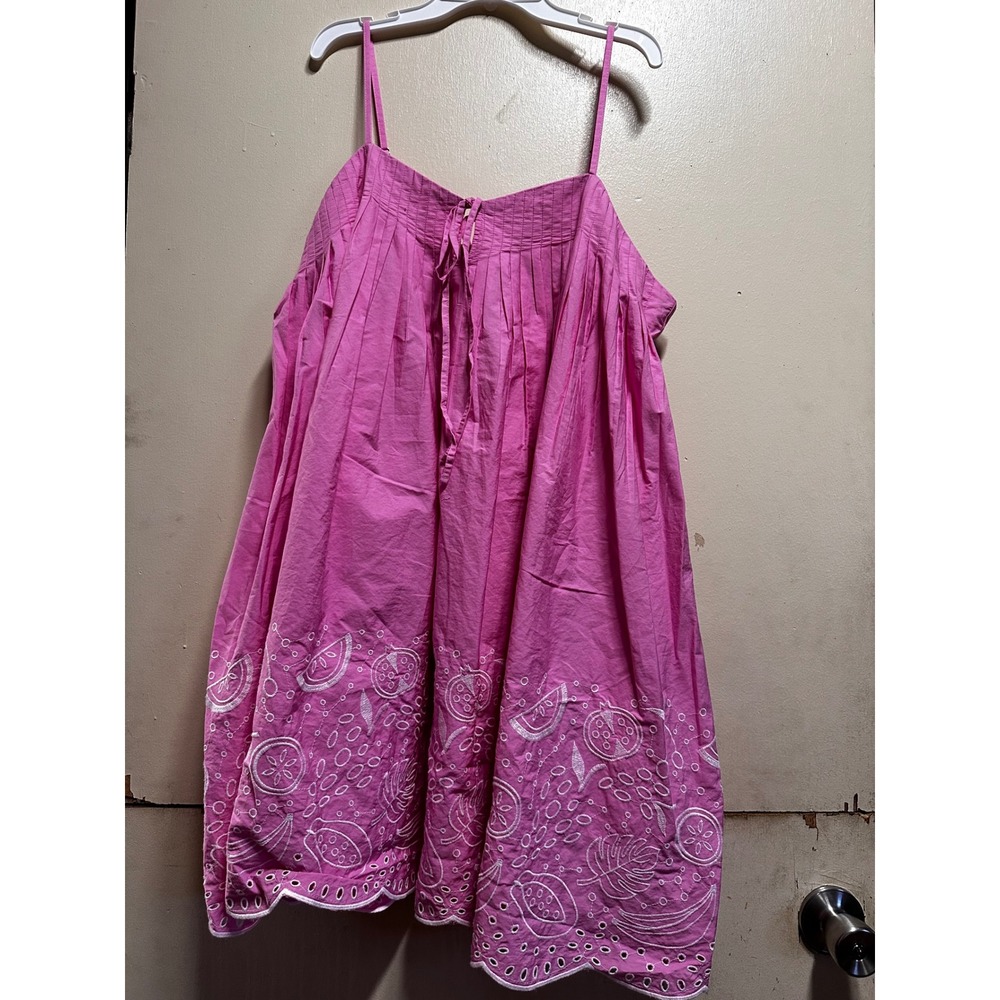 Walmart SLS PTK Mini Dress Tickled Pink Eyelet Embroidered Cotton Large 12-14